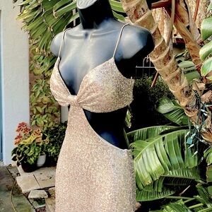 Be darlin cut out sequin prom dress